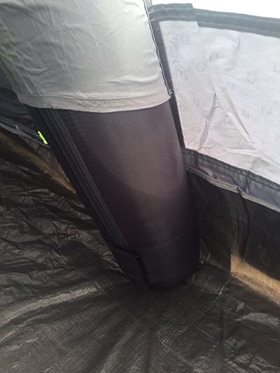 Water can collect at the base of the tent and rise up the beams.